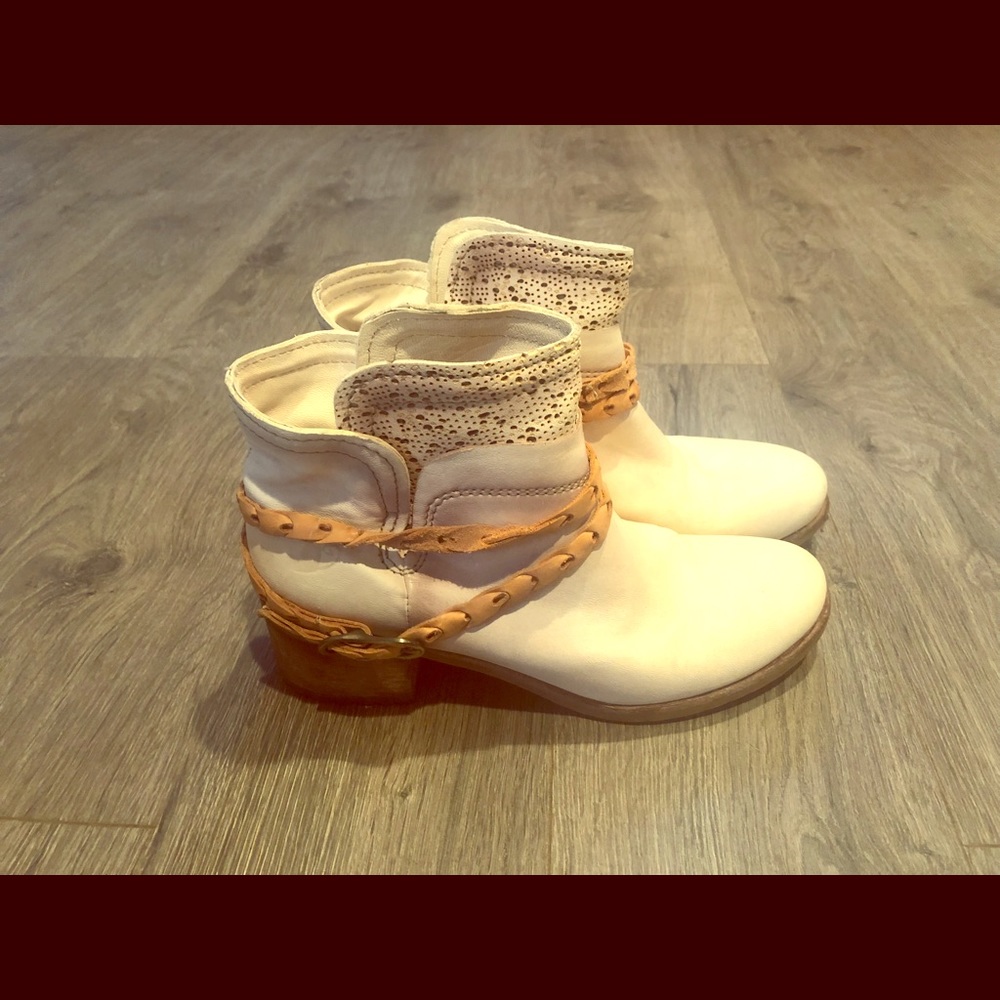 Cream ankle boots
